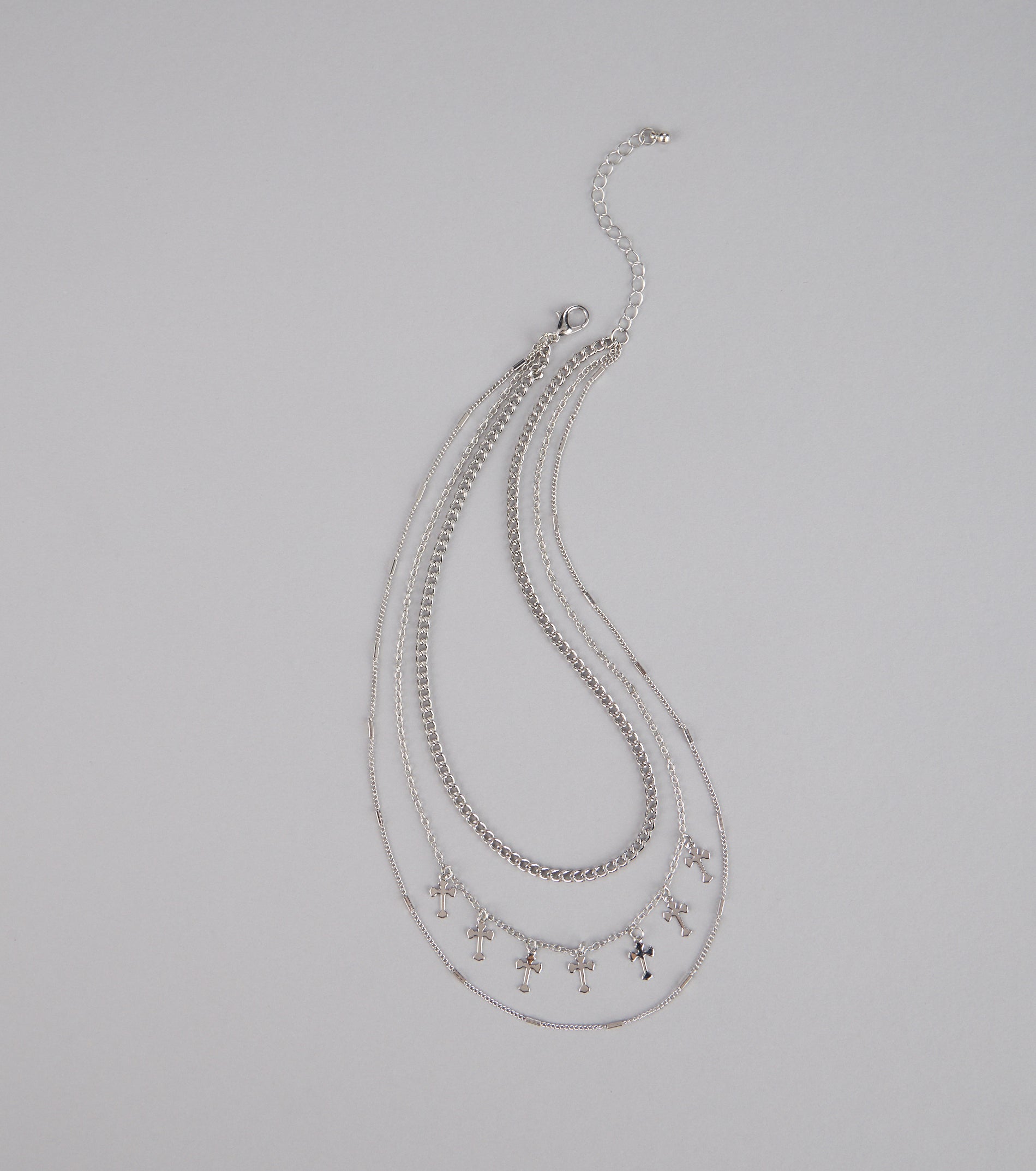 Set The Vibe Cross Charm Layered Necklace