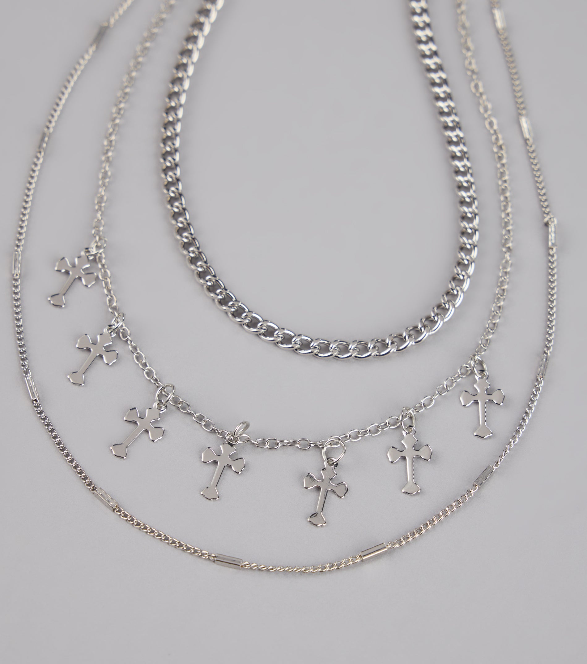 Set The Vibe Cross Charm Layered Necklace - Image 3