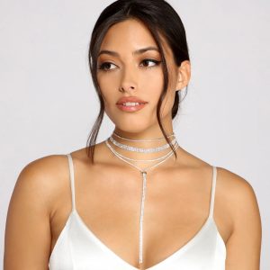 Major Glam Status Rhinestone Necklace Set