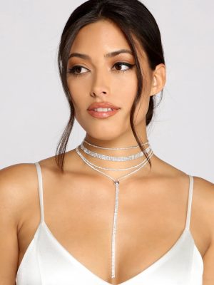 Major Glam Status Rhinestone Necklace Set