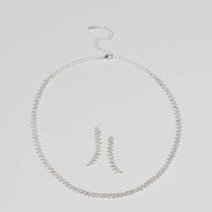 Classic Rhinestone Collar And Duster Set