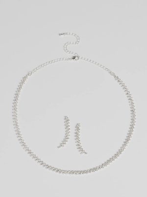 Classic Rhinestone Collar And Duster Set