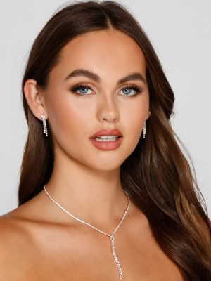 Ready To Stun Dainty Necklace And Earrings Set