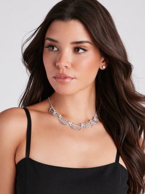Polished And Pretty Rhinestone Choker Necklace