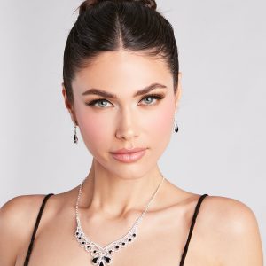 Dramatic Glamour Gemstone Necklace And Earrings Set