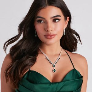 Glamorous Affair Gemstone Necklace And Earrings Set
