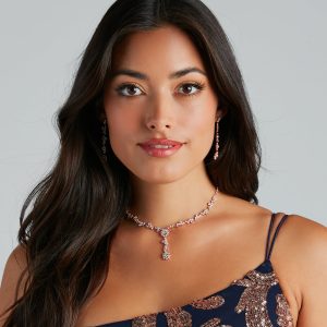 All That Glam Rhinestone Necklace And Earrings Set