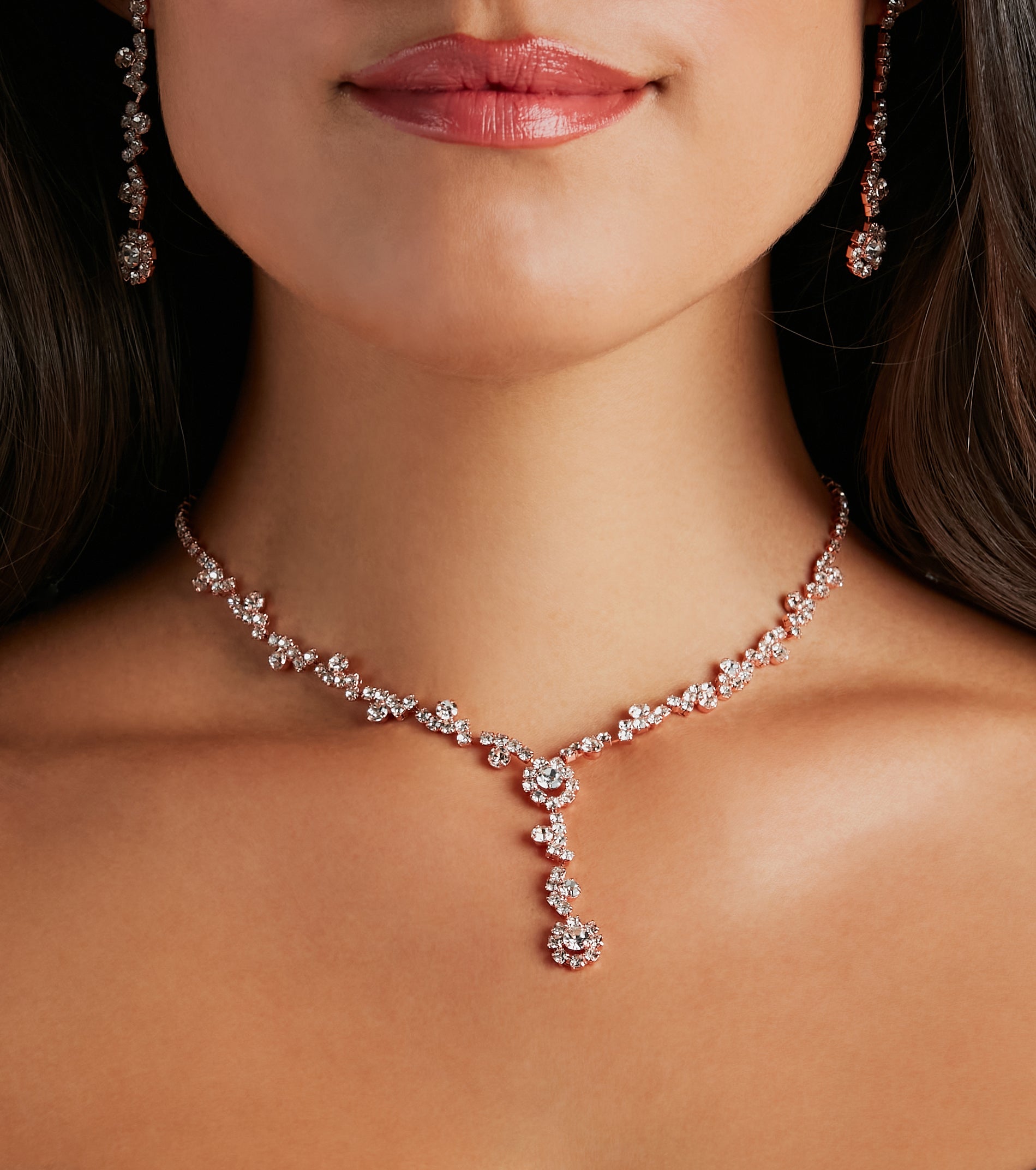 All That Glam Rhinestone Necklace And Earrings Set - Image 2