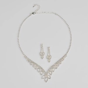 Ultimate Glam Vibes Rhinestone Necklace And Earrings Set