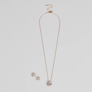 Simple Luxe Vibes Cubic Zirconia Necklace And Earrings Set