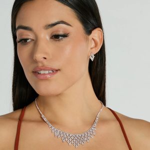 Forever Sparkle Rhinestone Necklace And Earrings Set