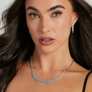 Posh Sparkle Rhinestone Necklace And Earrings Set