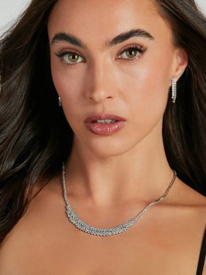 Posh Sparkle Rhinestone Necklace And Earrings Set