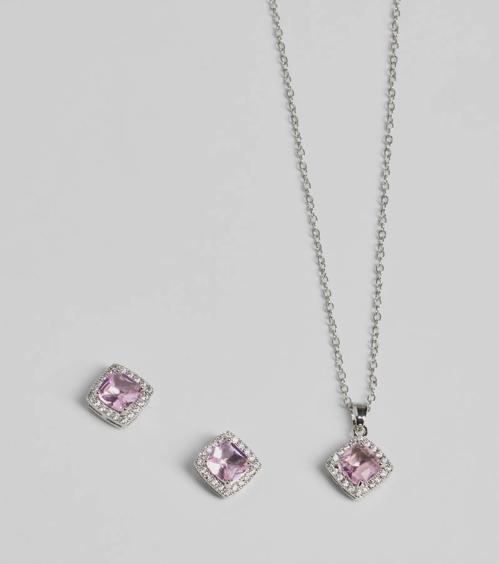 Dazzling Dainty Cubic Zirconia Necklace And Earrings Set - Image 2