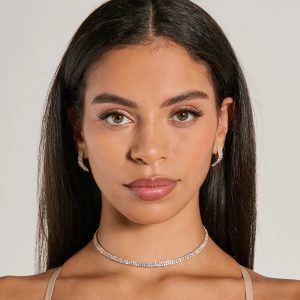 Luxurious Rhinestone Choker Necklace And Earrings Set