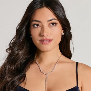 Stylish Accent Rhinestone Lariat Necklace