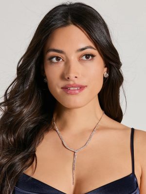 Stylish Accent Rhinestone Lariat Necklace