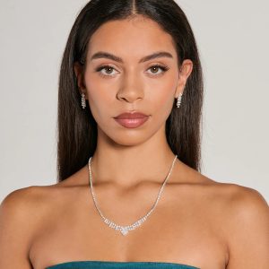 Sparkle Status Rhinestone Necklace And Earrings Set