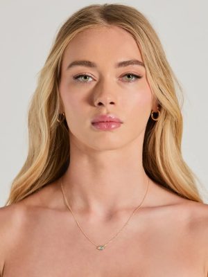 Dainty Cubic Zirconia Evil Eye Charm Necklace