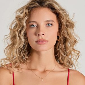 Dainty Cubic Zirconia Moon Charm Necklace