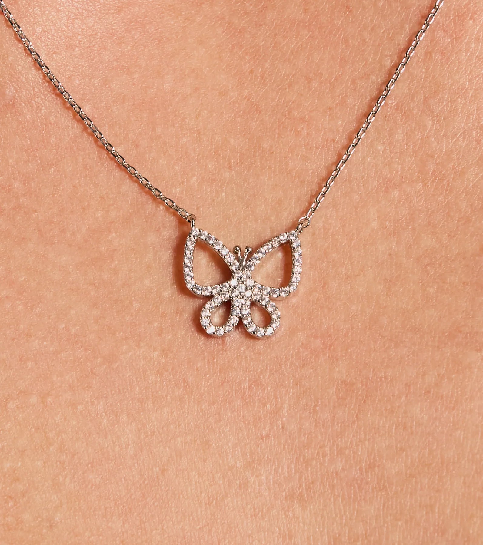 Whimsical Babe Rhinestone Butterfly Necklace - Image 2
