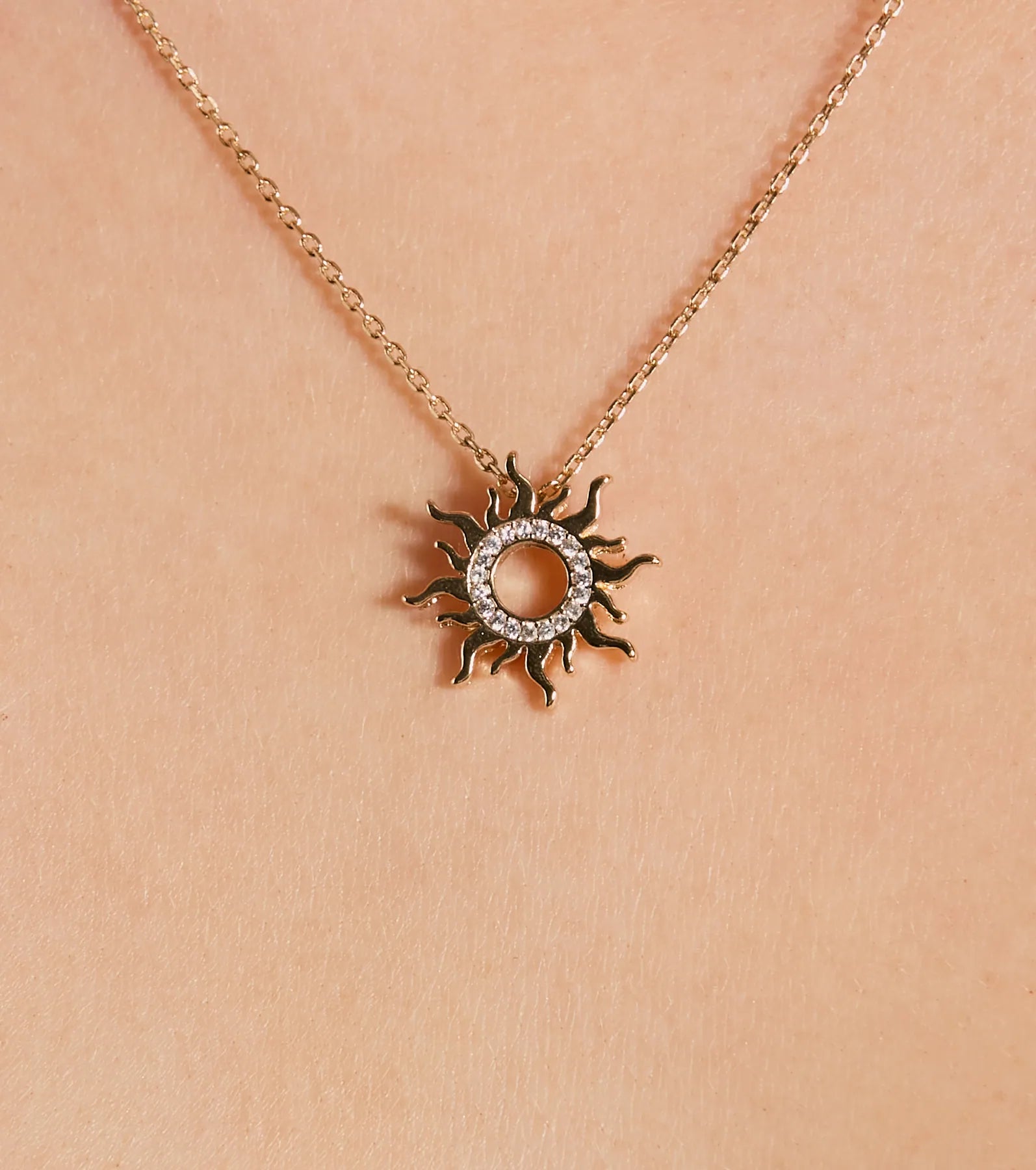 Radiant Shine Cubic Zirconia Sun Pendant Necklace - Image 2