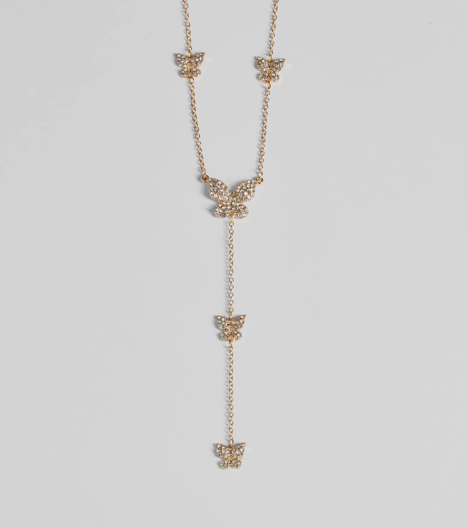 Whimsy Glamour Rhinestone Butterfly Necklace - Image 2