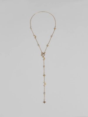Dreamy Sparkle Celestial Charm Lariat Necklace