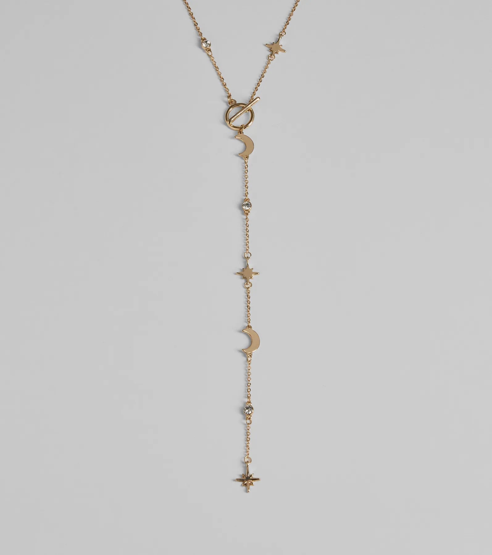 Dreamy Sparkle Celestial Charm Lariat Necklace - Image 2