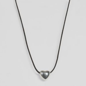 Trendy Sheen Heart Charm Cord Necklace