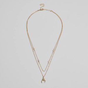 New Moon Star Charm Layered Necklace