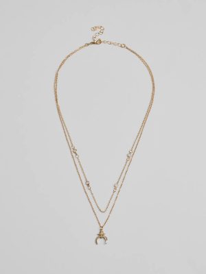 New Moon Star Charm Layered Necklace