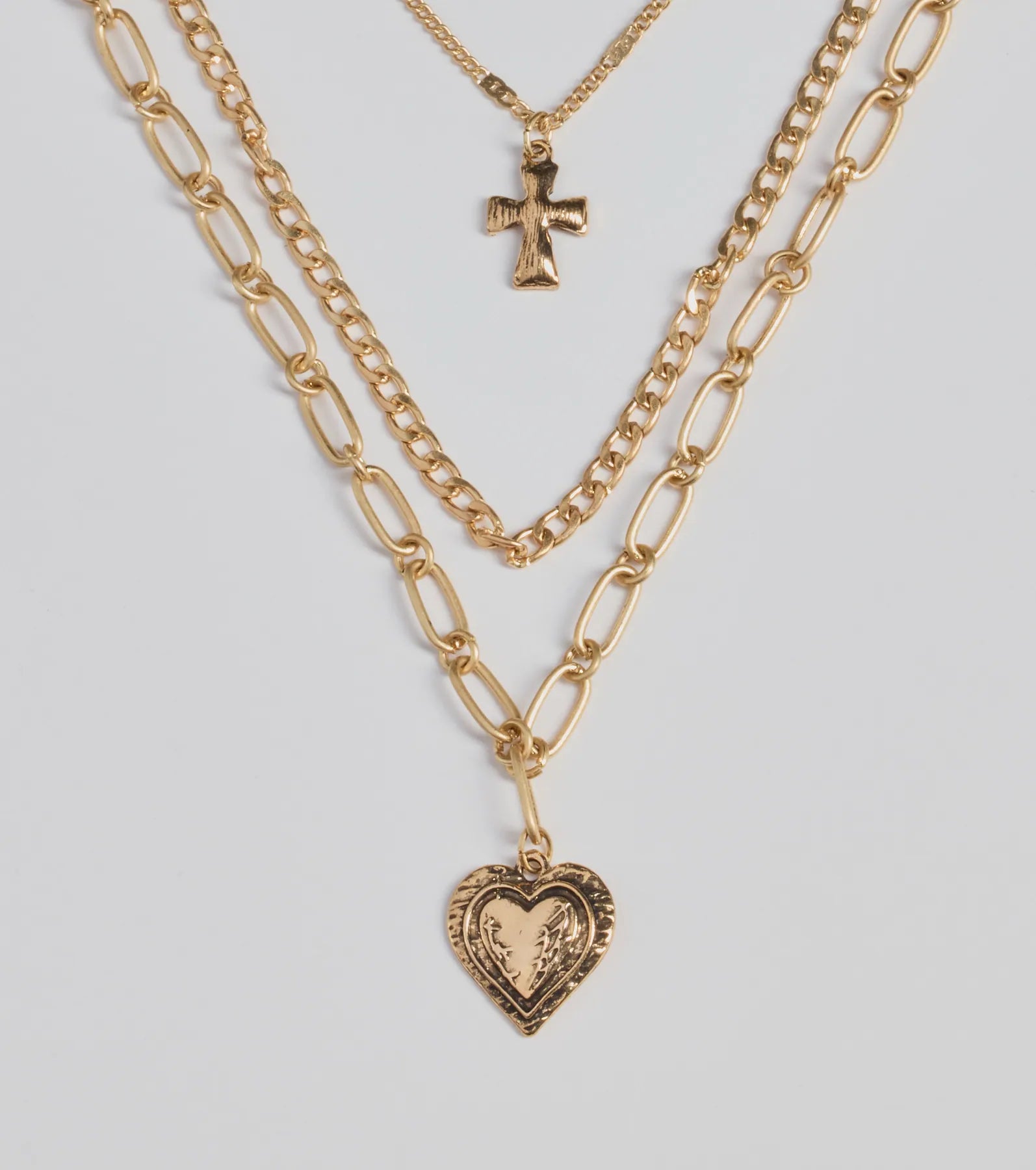 Love To Layer Heart And Cross Layered Necklace - Image 2