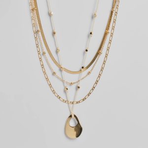 Boho Layered Beaded Chain Charm Necklace