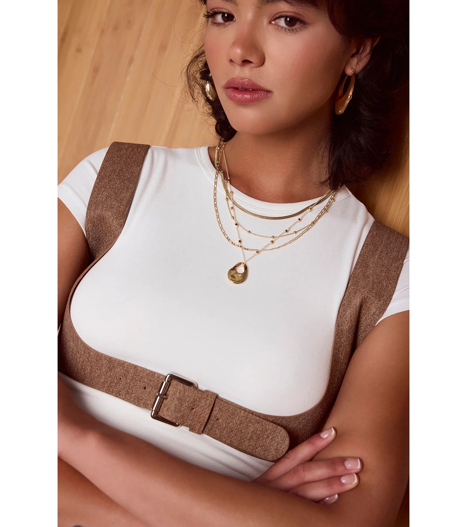 Boho Layered Beaded Chain Charm Necklace - Image 3