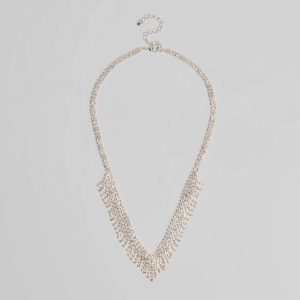 Glam Edge Rhinestone Fringe Necklace