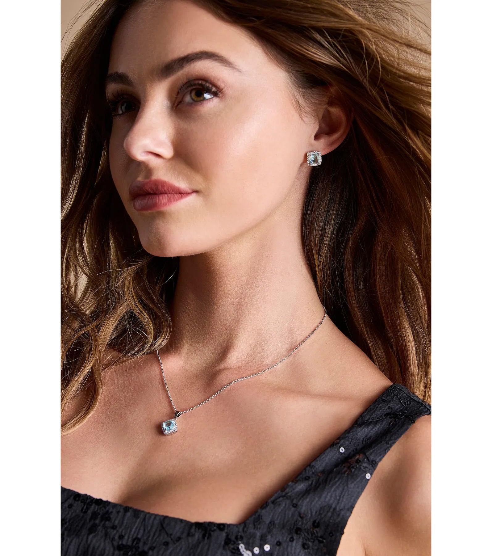 Dazzling Dainty Cubic Zirconia Necklace And Earrings Set - Image 4