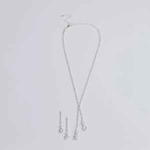 Endless Luxe Rhinestone Lariat Necklace Set