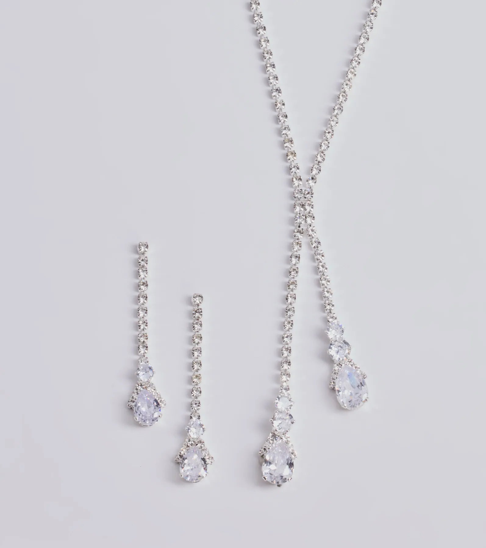 Endless Luxe Rhinestone Lariat Necklace Set - Image 2