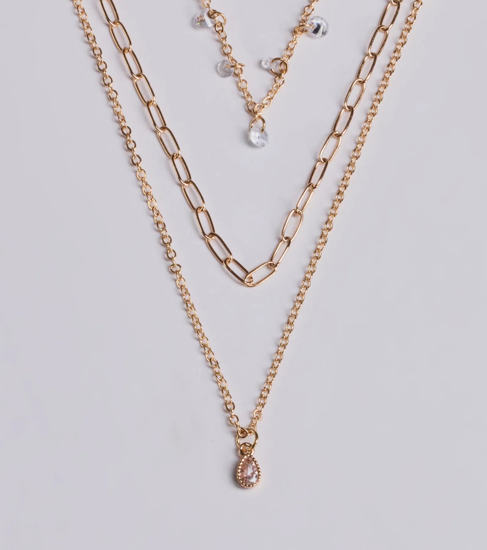 Glitzy Glimmer Layered Charm Necklace Set - Image 2