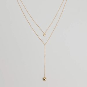 Sweet Glam Layered Faux Pearl And Heart Pendant Necklace