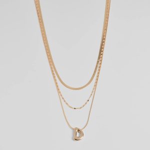 D Initial Layered Bubble Necklace