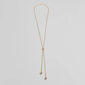 Sleek Teardrop Charm Lariat Necklace