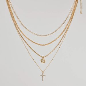 Sleek Bliss Layered Cross Charm Necklace