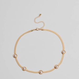 Chic Pearl Accent Snake Chain Necklace