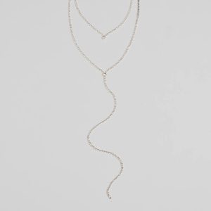 Trendy Glitz Rhinestone Layered Lariat Necklace