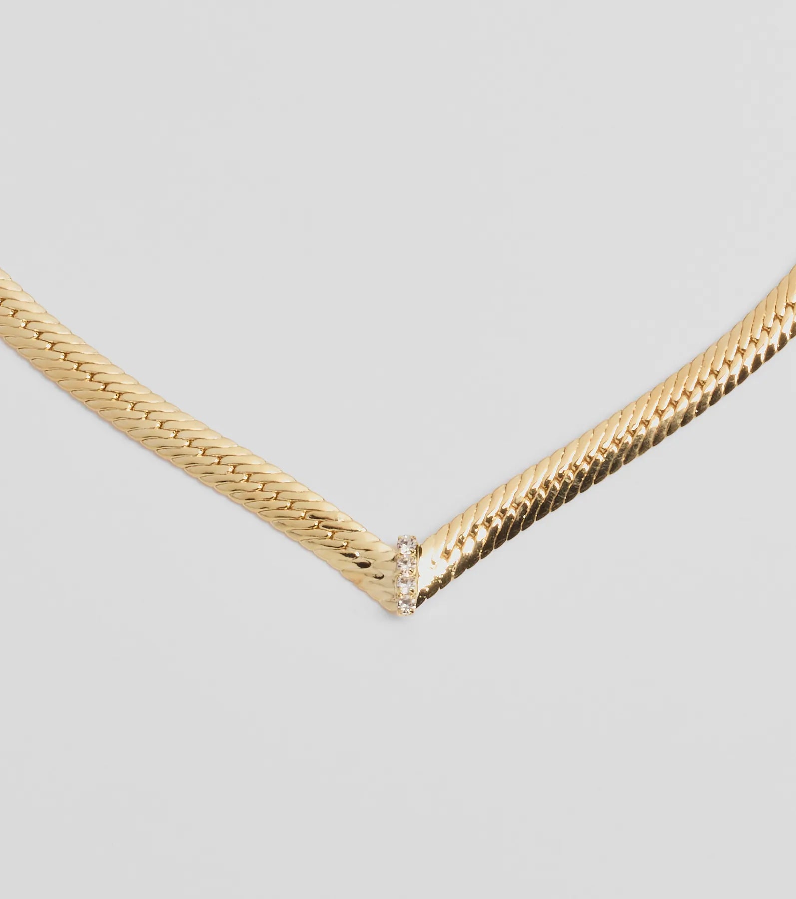 Sleek Sparkle Rhinestone Herringbone Chain Necklace - Image 2