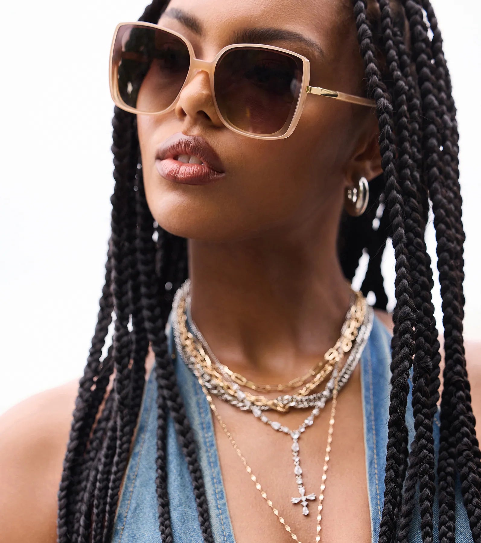 Graceful Elegance Cross Charm Lariat Necklace