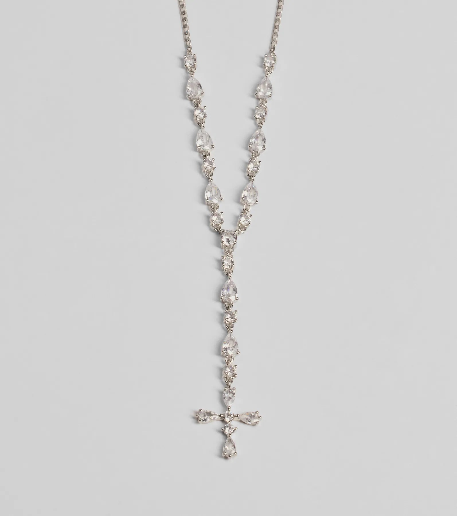 Graceful Elegance Cross Charm Lariat Necklace - Image 3