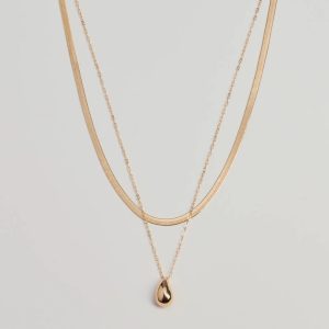 Luxe Layered Teardrop Charm Necklace